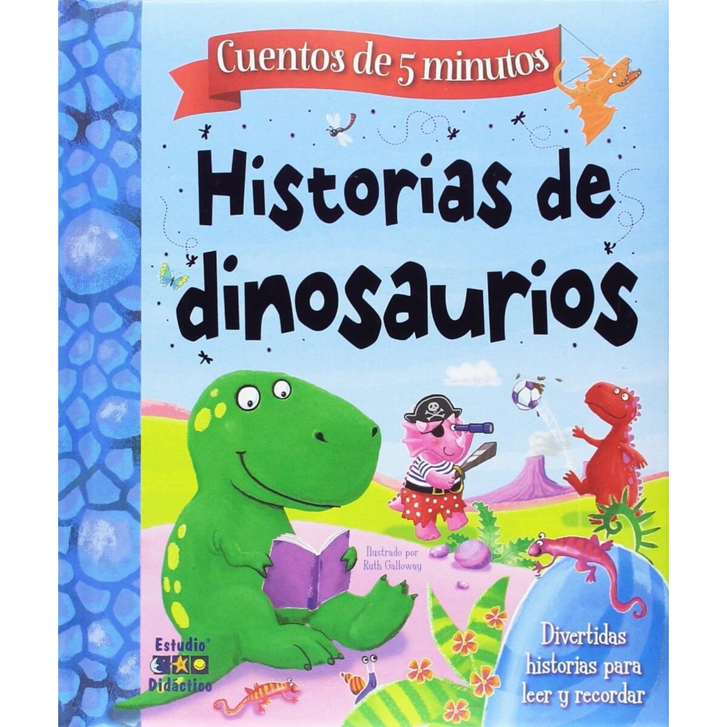 libro de cuentos de dinosaurios, colorido, portada divertida